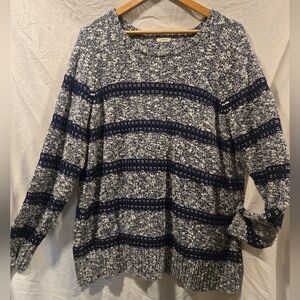 L.L. Bean 100% Cotton Women's Sweater in Navy and Cream